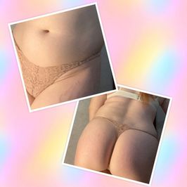 Nude lace thong