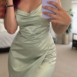 Light green silk dress