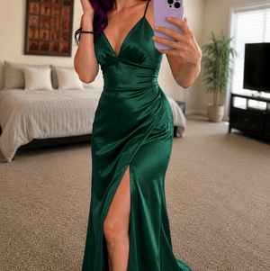 Dark green silk dress