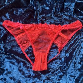 Neon Orange Crotchless Panties