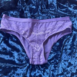 Purple Scalloped Lace Mesh Briefs