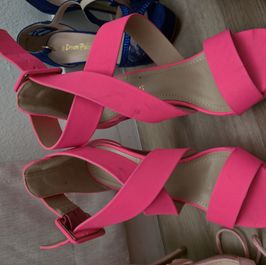 Hot pink strap heels