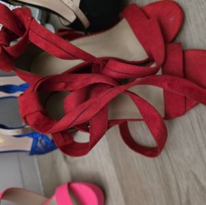 Red strap heels