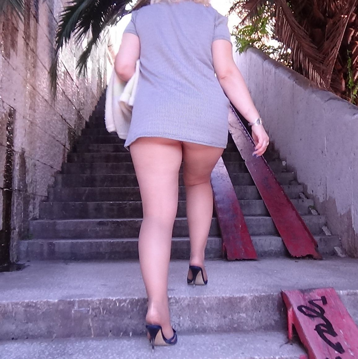 Extrime short minidress  Walk in city