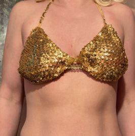 Gold colored sequins bra