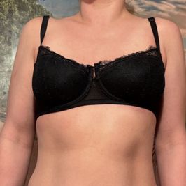 Black cotton and lace bra with hard cup