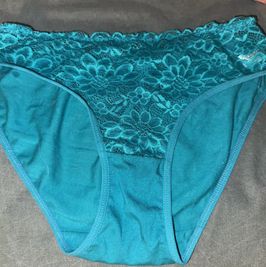 Sea blue cotton and lace bikini