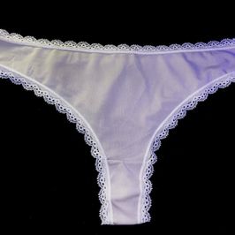 GREY SHEER LACE THONG