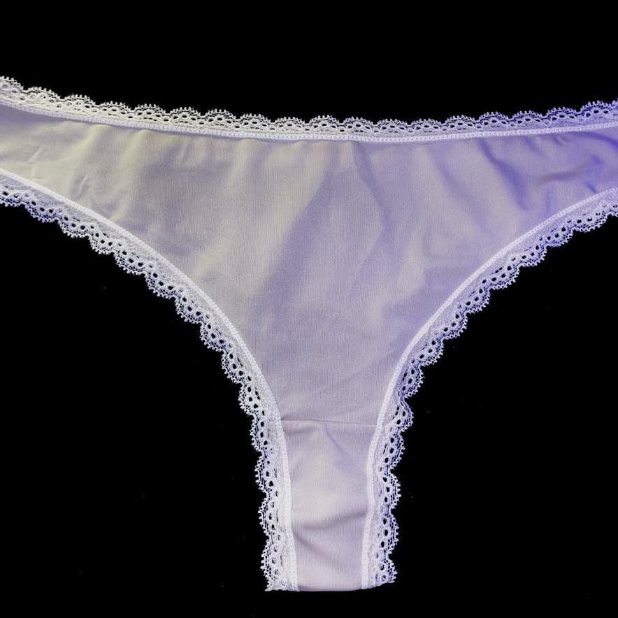 GREY SHEER LACE THONG
