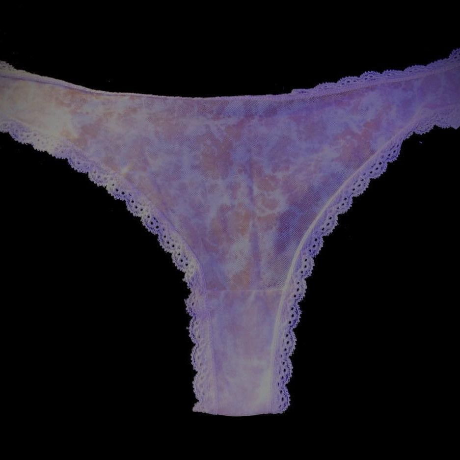PINK AND WHITE SHEER LACE THONG