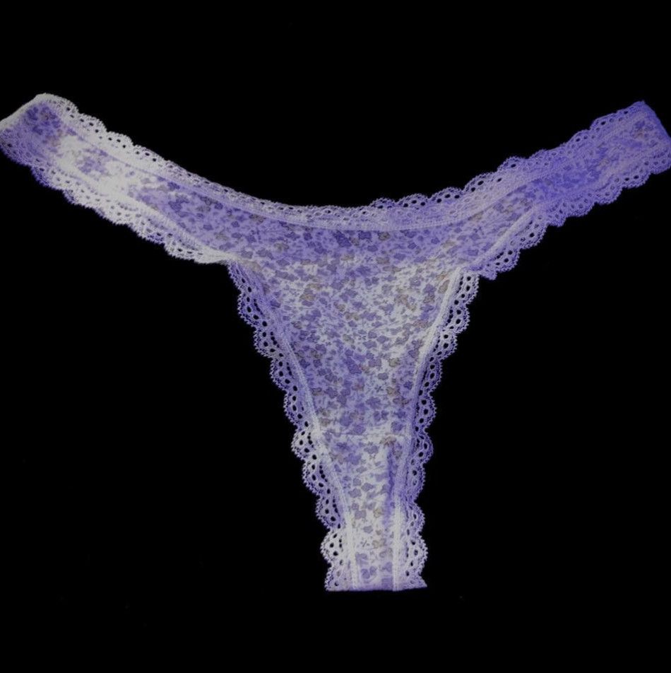 SHEER WHITE FLORAL PRINT THONG