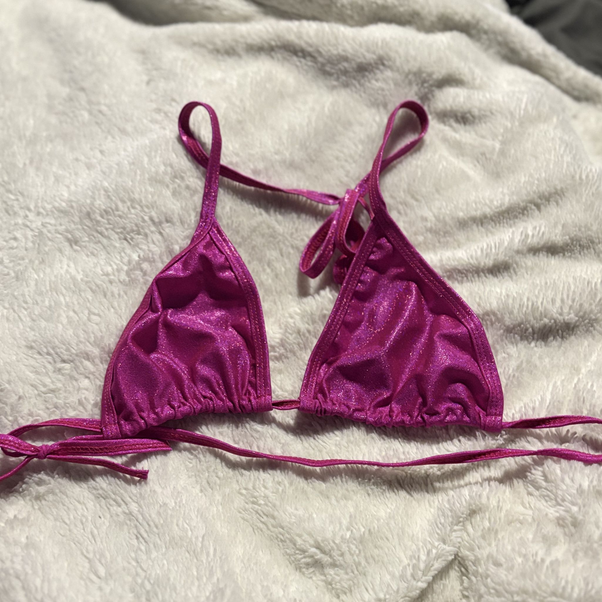 Pink string bikini bra