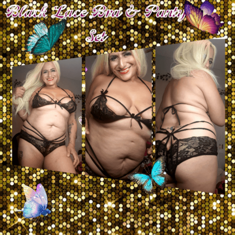 Black Lacy Stappy Bra Panties Set