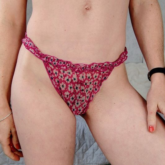 Purple Frilly Trim Thong