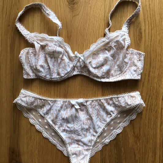 White and cream bra and panty set