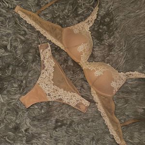 aesthetic beige panties and bra