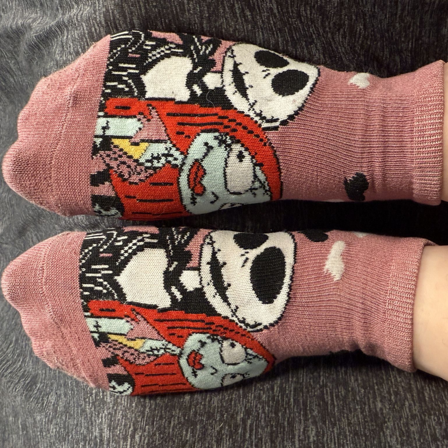 Worn Nightmare Before Christmas ankle socks
