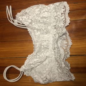 Sweaty White Lace Bra Top