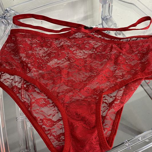 Red mesh panties