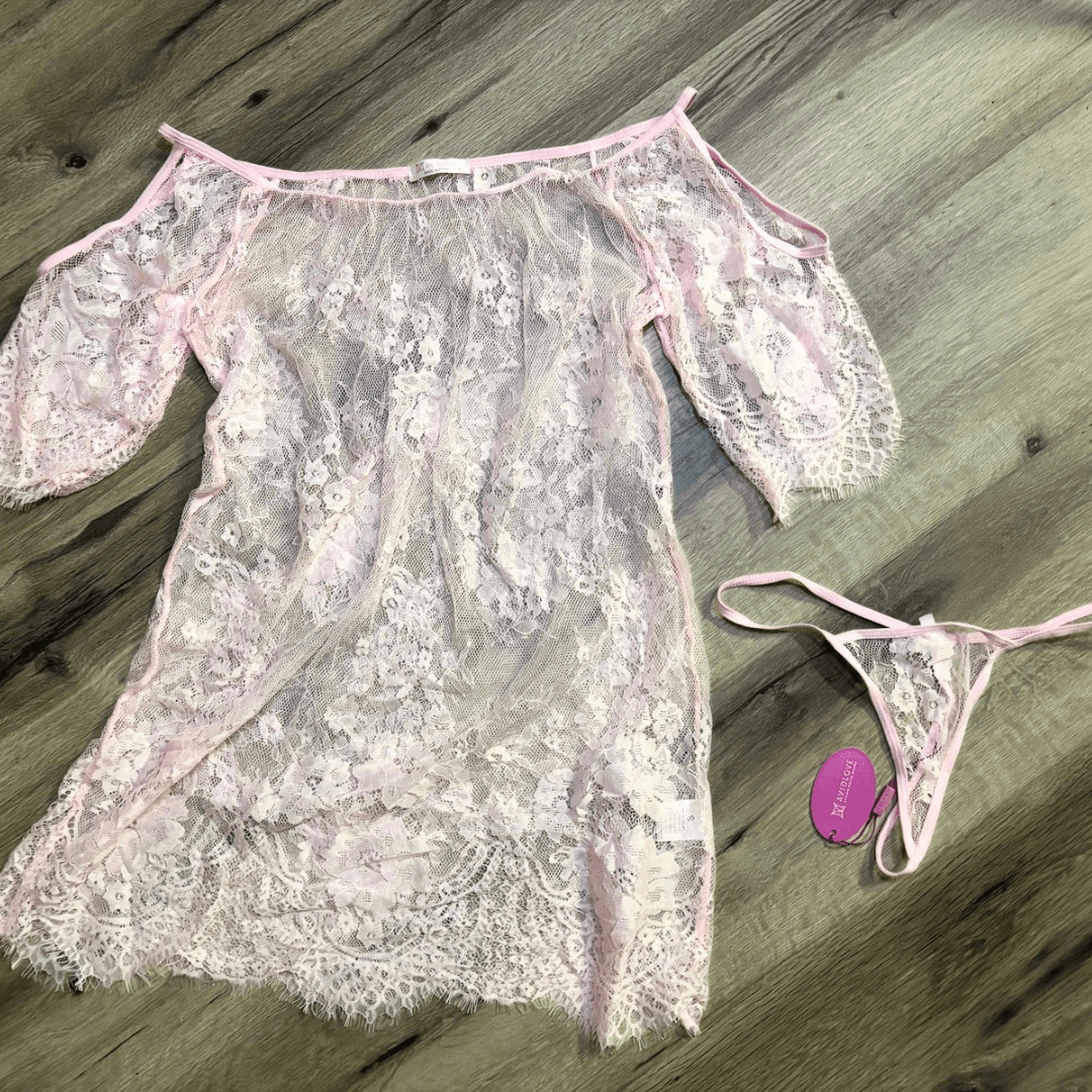 Pink Lace Nighty and Thong