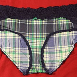 Green and navy plaid panties