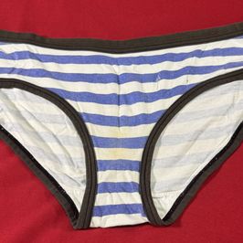 White and blue striped panties
