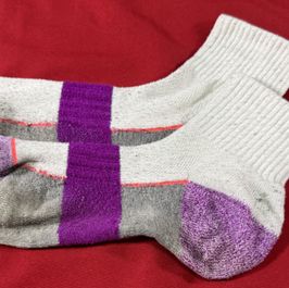 White and purple socks