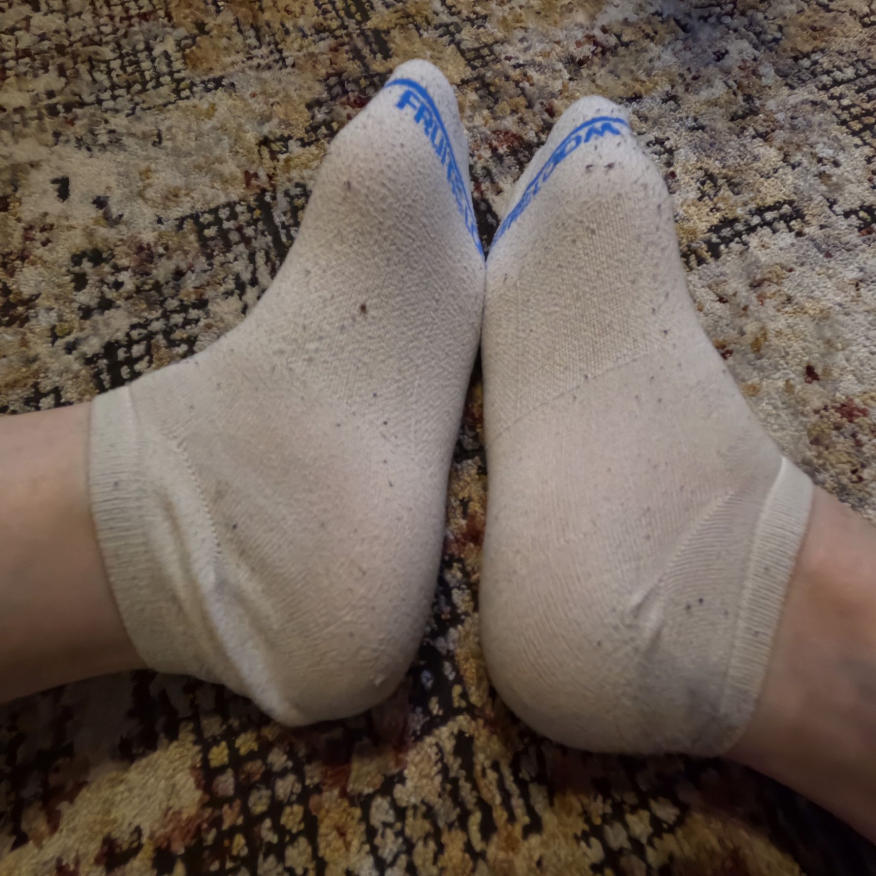 Worn White Fruit of the Loom Ankle Socks