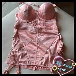 PEACH SATIN HONEY BIRDETTE CHEMISE in Blush Pink 36DD