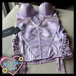 LAVENDER SATIN HONEY BIRDETTE CHEMISE in Icy Violet 36DD