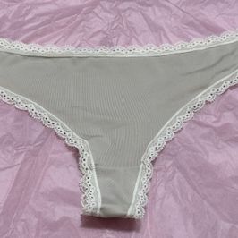 Beige Thong with Cream Trim