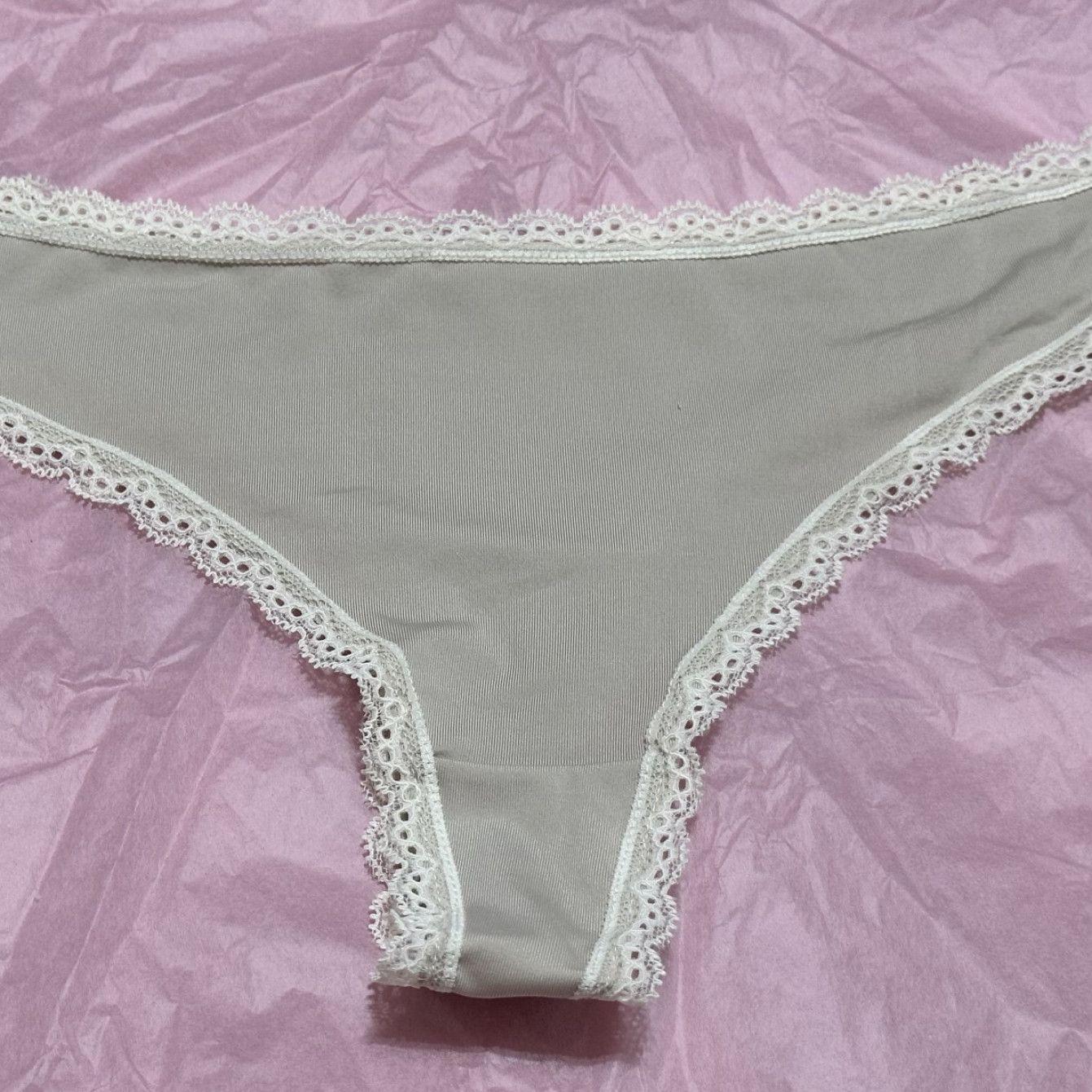 Beige Thong with Cream Trim