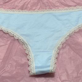 Pale Blue Thong with Cream Trim