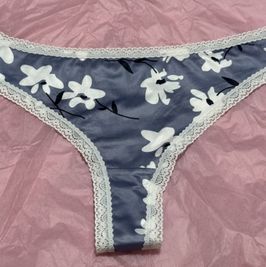 Gray Blue Floral Thong