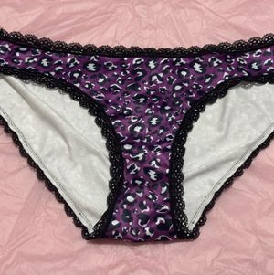 Purple Leopard Print Bikini with Black Trim