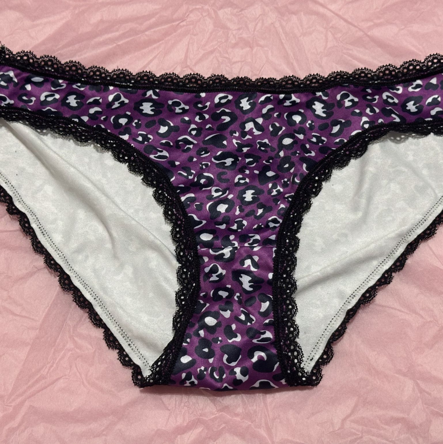 Purple Leopard Print Bikini with Black Trim
