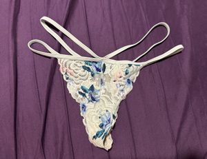pink brand lace blue double g string