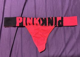 pink brand red and black thong