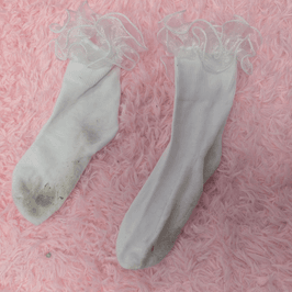 Frilly socks worn during a video