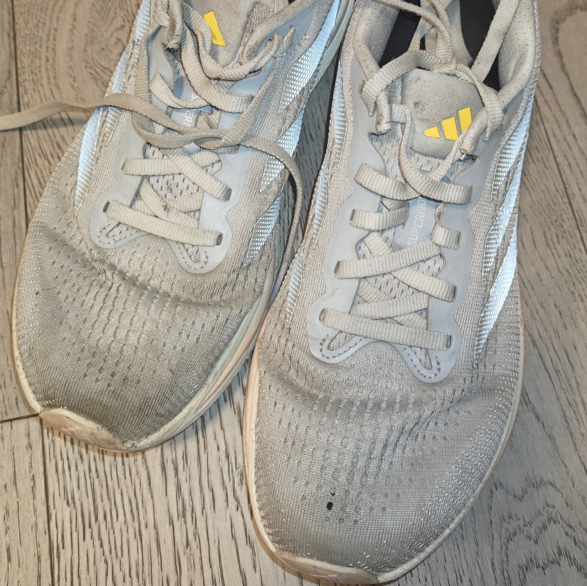 Worn running shoes