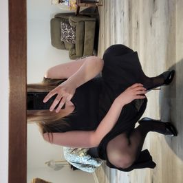 Black stocking fun in front of the mirror