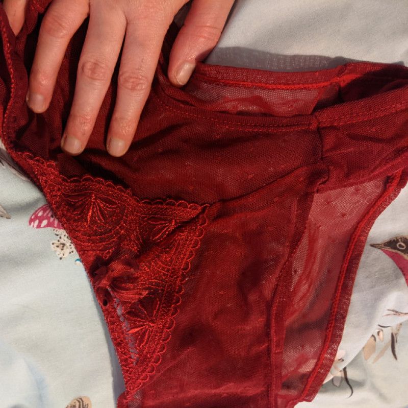 Netted sexy red panties worn by me