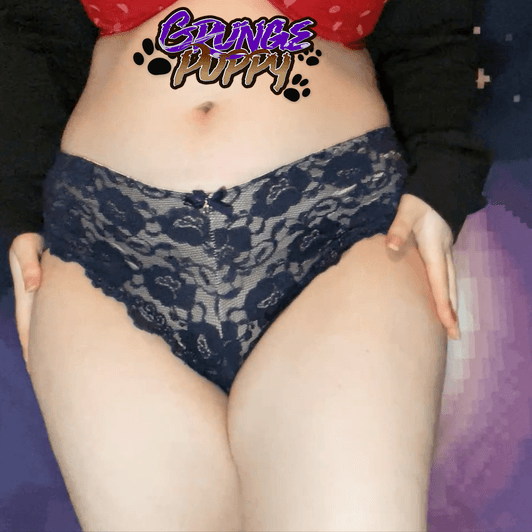 Used Panties: Navy Blue Lacy Hipsters