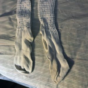 White Dance Socks with Rhinestones