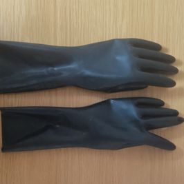Long black latex gloves