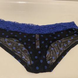 Worn Scented Black and Blue See Through Pantie