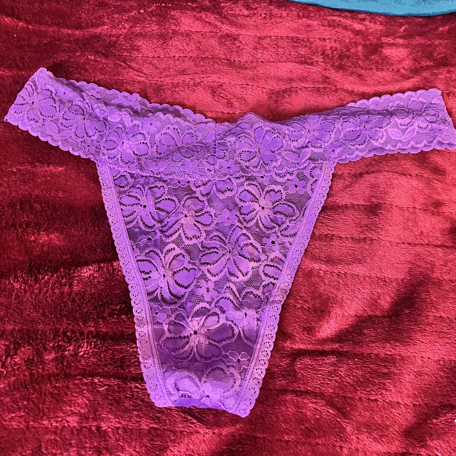 Lavender lace thong