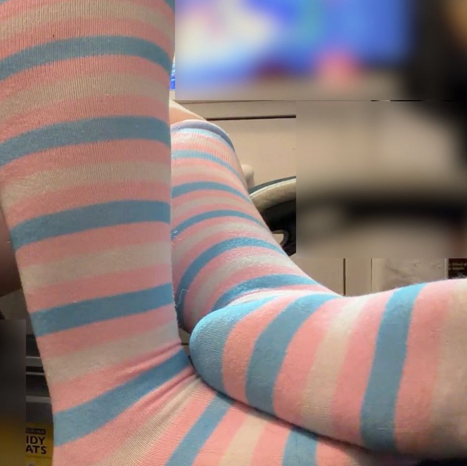 Pink and Blue Knee High Stockings