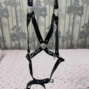 Black BDSM Chest Harness with Chains