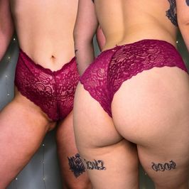 High Waist Lace Burgundy Thong Panties